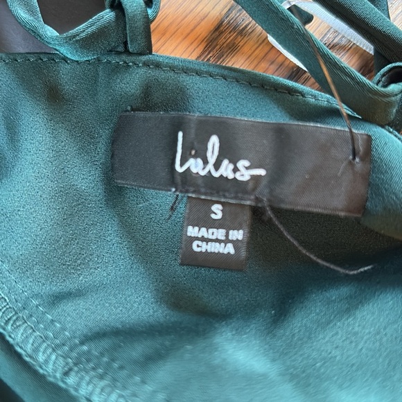 Lulus sz S emerald green long formal/prom/wedding satiny ruffled dress NWT - Picture 11 of 12